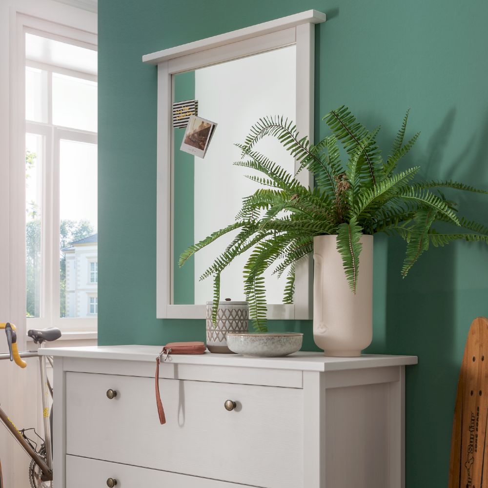 Massivholz »Solvita« Wandspiegel weiß