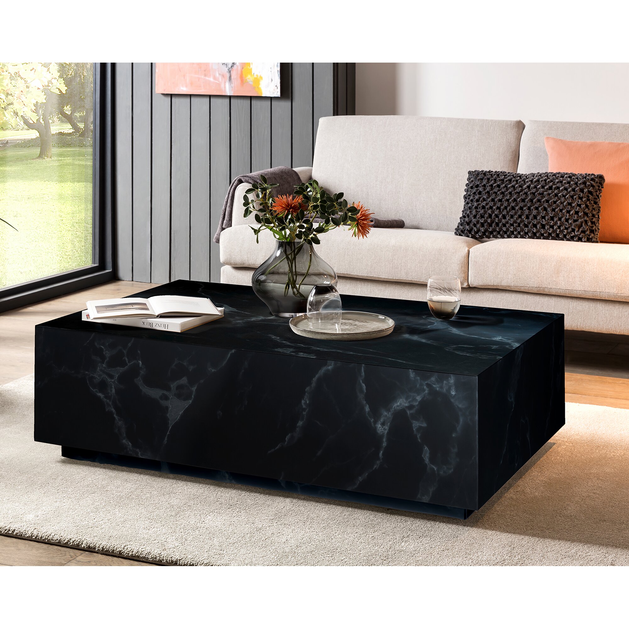 SalesFever »Jacey« Couchtisch Marmoroptik schwarz