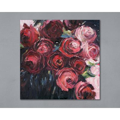 La Casa »Rote Rosen« Ölbild handbemalt 110x110 cm Image
