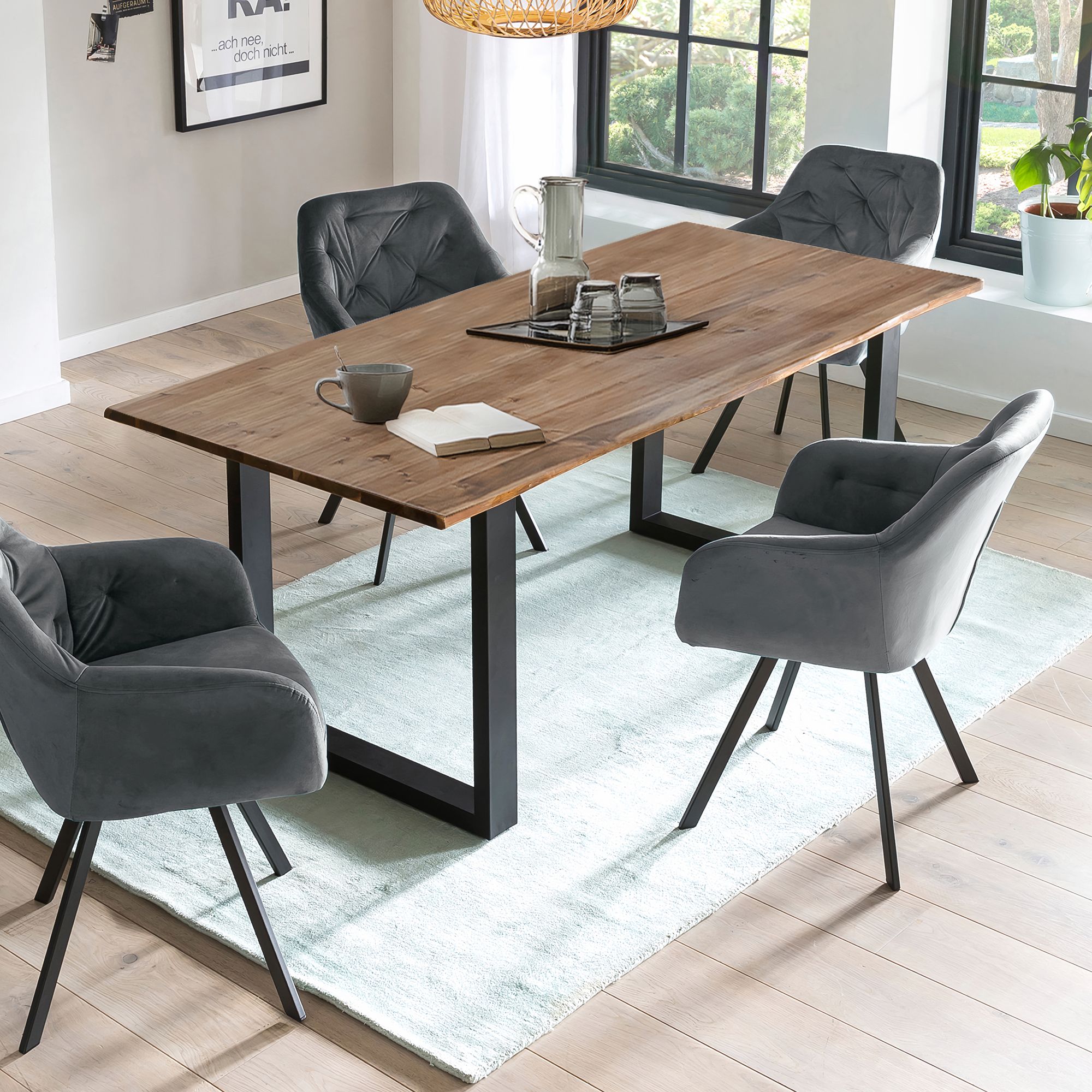 SalesFever »Layne-Fiona« Esszimmergruppe Akazie grau – erhältlich in 2 Größen