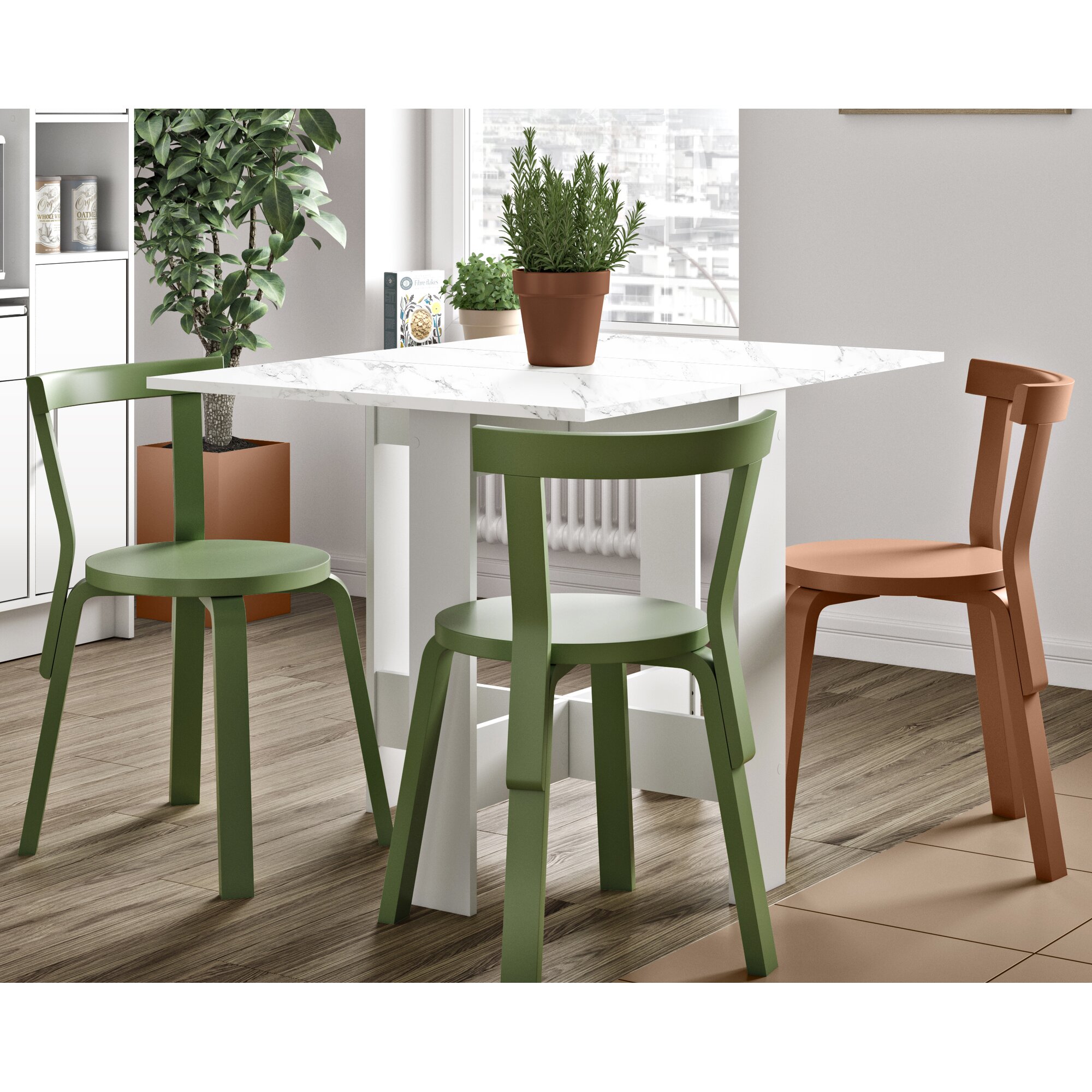 TemaHome »Papillon« Esstisch Weiß mit Marmor