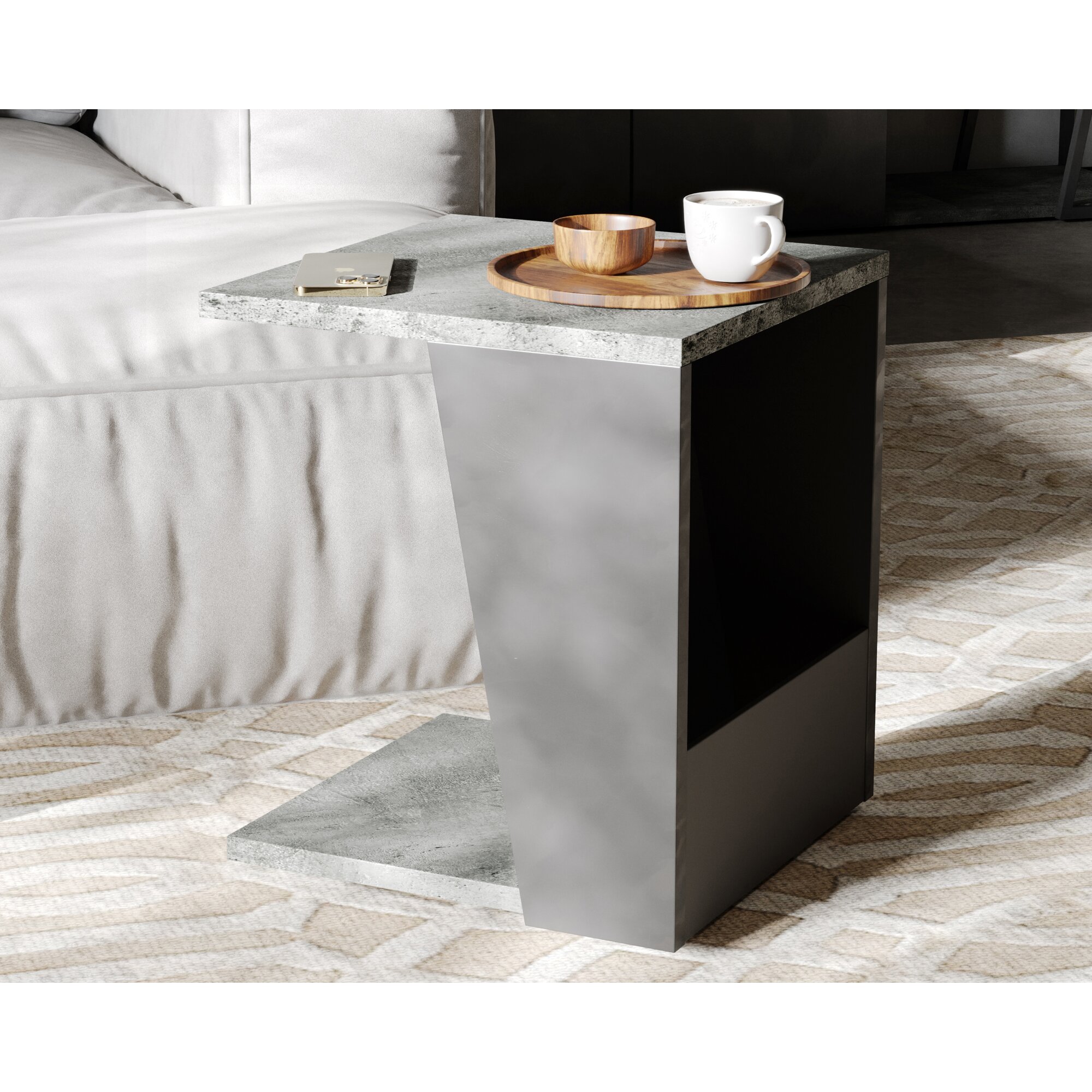 TemaHome »Albi« Beistelltisch Schwarz mit Concrete