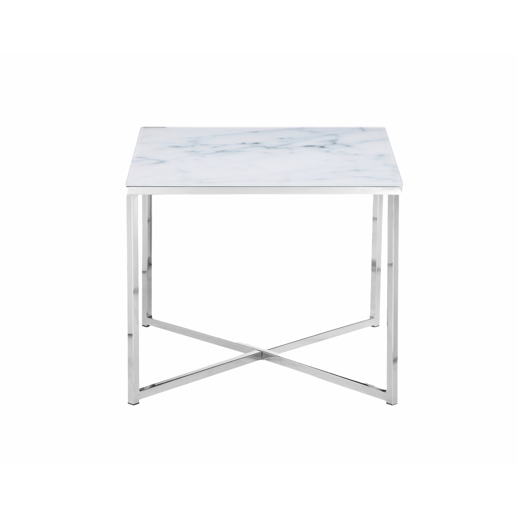 SalesFever »Marmara« Beistelltisch Marmor-Optik weiß/chrom