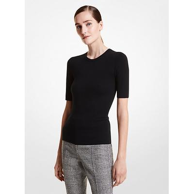 Michael Kors Cashmere Three-Quarter Sleeve Sweater Black S