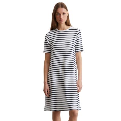 Jerseykleid MARC O'POLO "mit TENCEL™ Modal", Damen, Gr. M, Normalgrößen, multi, muted blau, Obermaterial: 50% Baumwolle, 47% Modal, 3% Elasthan; Futter: 100% Nicht verfügbar, unifarben, loose fit knielang, Rundhals, Kurzarm, Kleider Image