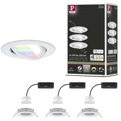PAULMANN LED Einbauleuchte "LED Einbauleuchte Nova Coin rund 84mm 50", weiß, 3 flammig, Ø 8,4cm, 3 St., Lampen, Memoryfunktion, Farbwechsler, Farbsteuerung, Dimmer, Smart Home Image