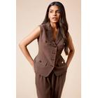 Dorothy Perkins Womens Petite Pocket Detail Utility Waistcoat - Chocolate Viscose - Size 14 UK | Dorothy Perkins Sale | Discount Designer Brands