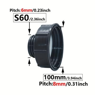 "TEMU Ibc Tank Adapter 100mm X S60 2" Thread Connector Ton Barrel Connector 6mm Coarse Thread 1000 Liter Ibc Tank Fitting End Cap Connector For Outdoor Rainwater Bucke" Image
