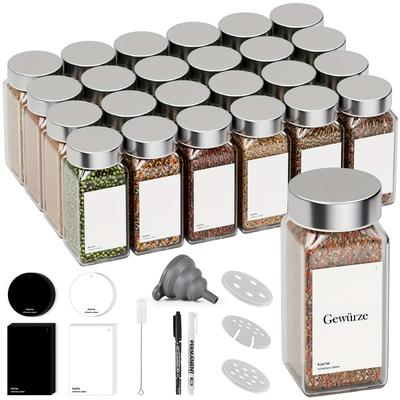 TEMU Set Of 12/ Spice Jars, Spice Shaker With Shaker Insert And Label - High Quality Spice Containers, Spice Jars, Spice Organisers Image