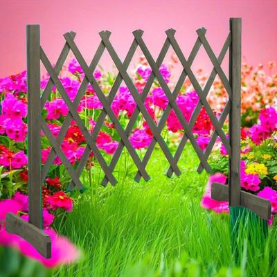 TEMU Classic, Gray Solid Fir Wood Garden Trellis Fence - 120cm Outdoor Decorative Panel Image