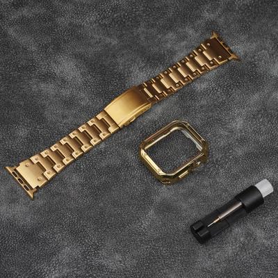 TEMU Compatible With Watch 49mm 46mm 45mm 44mm 42mm 41mm 40mm 38mm Band And Case, Stainless Steel Metal Chain With Tpu Cover, Smart- Bracelet Strap, Wrist-band For Ultra Series 10 6 5 4 3 2 1 Se Image