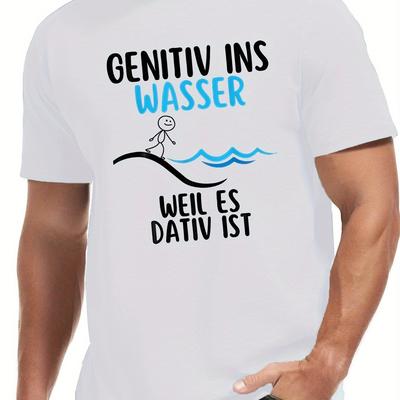 "TEMU Men's Casual Summer T-shirt - German "well Es " Design, Short Sleeve, Black With Graphic, Lightweight & Breathable Fabric, Casual Attire, Casual Summer Wear | Graphic Tee | Tshirt" Image