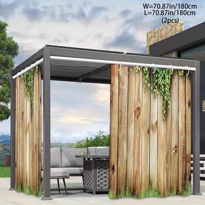 TEMU 1pc/2pcs Outdoor Curtains Colorful Brick Print Curtains Sun Protection Cooling Sunshades Curtains Garden Curtains Suitable For Outdoor Garden Outdoor Porch Patio Outdoor Courtyard Sunshades Image