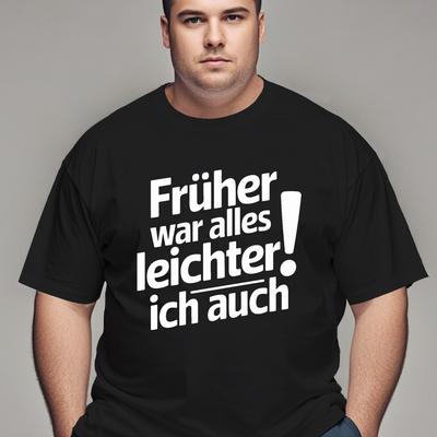 TEMU Men's Plus Size Humorous German Text T-shirt - Casual Crew Neck, Short Sleeve, Stretch Fabric, Geometric Pattern, Summer Tee For Adults, Everyday Tshirt | Tee | , Plus Size Image