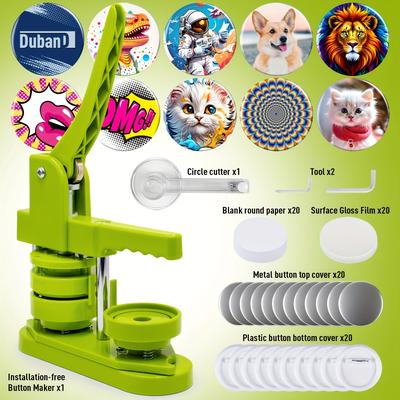 TEMU 58mm Button Maker - , Diy Pin Badge Press Machine With 20 Button Parts, , And Circular Cutter. Your ! Image