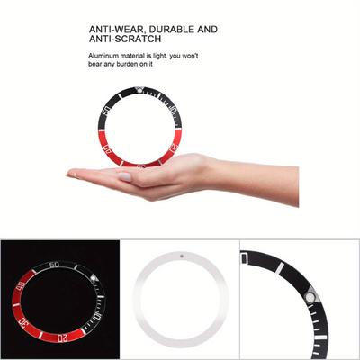"TEMU Aluminum Watch Bezel Insert Ring , Anti-wear And -resistant, , Blue, Black, And Red - 1.5" External Diameter, Watch Customization|| Watch Part" Image