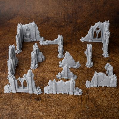 TEMU Ruins Terrain Set – 11pcs Modular Rpg Role Playing Board Game Accessories For Master Ttrpg Building Terrain Scenery Set Compatible With Tabletop Game Image