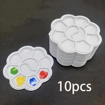 TEMU 10pcs Mini Flower-shaped Plastic Painting Boards - Art Trays For Watercolor, Acrylic, And Oils, Mixing Paints And Crafts, Painting Supplies | Design | Durable Plastic, Flower Painting Trays Image