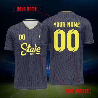 TEMU Customizable 2024 Football Jersey, Men's Polyester V-neck Top With All , Breathable & Washable, Regular Fit For Sports, Training, Casual Wear - Spring/summer/fall Collection Image