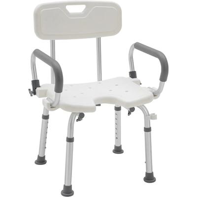 TEMU Shower Stool For Seniors Bathroom Stool Height Adjustable 37. 5-50cm Modern Aluminium Shower Seat Bath Stool 150kg With Backrest And Armrests Image