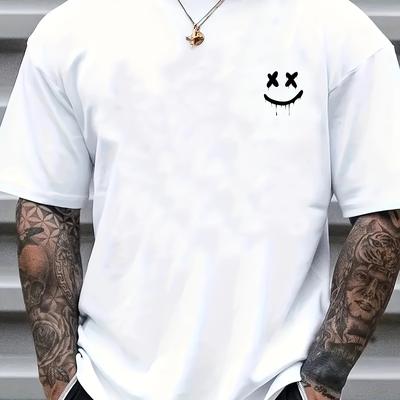 TEMU Mbdmbd Men's Casual Crew Neck T-shirt With Print - Polyester Knit Fabric With Elastane, Stretch, Summer Regular Fit Tee Image
