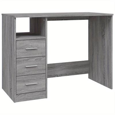 TEMU Gray Desk With Drawers 102x50x76cm - Computer Table, Wooden Desk For Home And Office Decor, Includes Chair Package Image