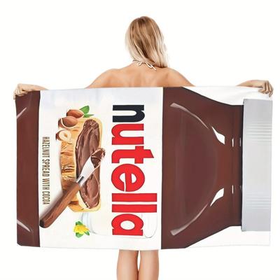 TEMU Nutella Beach Towel - Microfiber With Tropical , Lightweight & Absorbent, Swimming, Gym, Yoga - Companion, Gym Towel | | Absorbent Fabric, Beach Towel Image