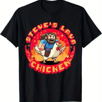 TEMU Lava Chicken Meme Pixel Gaming Tshirt Image