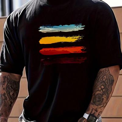 TEMU Men's Plus Size Casual Loose Fit Short Sleeve T-shirt - Print, Breathable Round Neck Tee For , Hand Wash Only, Everyday | Relaxed Fashion | Nontransparent Fabric Image