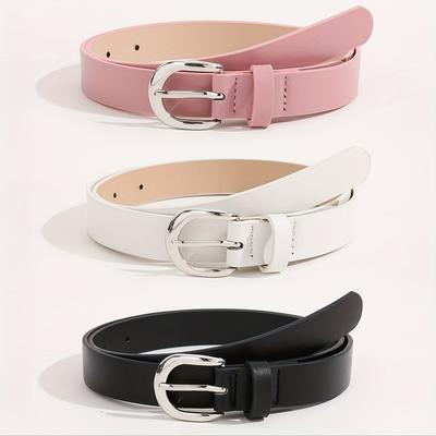 TEMU 3pcs Luxury Women's Waist Belts - Lightweight Leather, Stylish Tone Buckles, Casual, Preppy, And Formal Attire, Versatile Fashion Accessory|stylish Waist Belt|durable Fashion Belt Image
