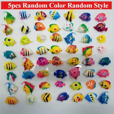 TEMU 5pcs Tropical Floating Fish Decorations, Realistic Moving Artificial Fish Figurines, Plastic Aquarium Ornaments For Fish , Bathroom Toy Image