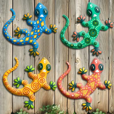 TEMU Metal Outdoor Wall Decoration-4pcs 3d Metal , For Garden Yard Decoration Outdoor Or Indoor Decoration, Gift For Mom, Dad Image