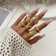 Ocean Starfish Shell Open Ring Set For Women Gold Color Stainless Steel Finger Rings Summer Beach Aesthetic Waterproof Jewelry