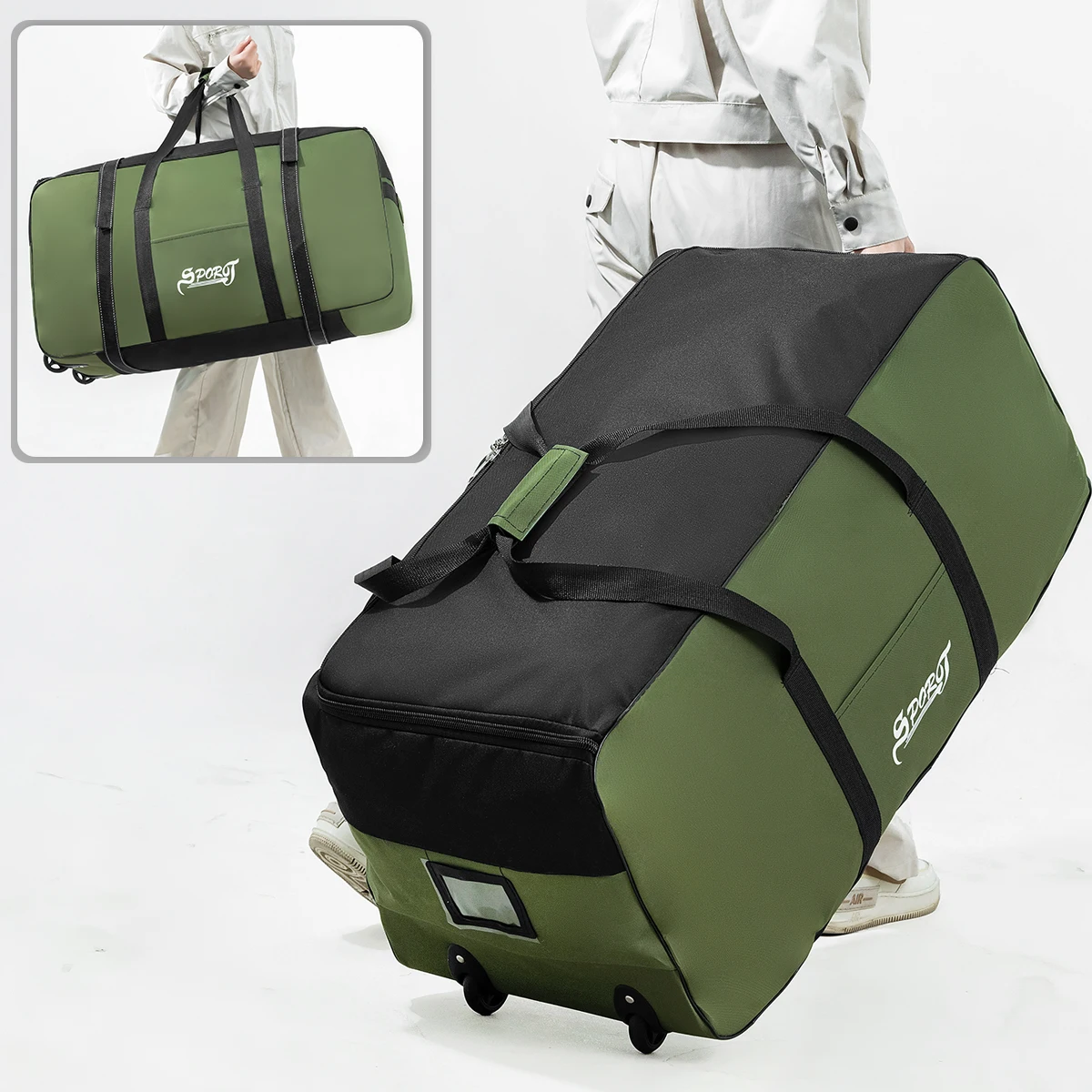 Outdoor-Camping-Stil, Picknick-Ausrüstung, Kosmetiktasche, Kleidung, Zelt, Zubehör, Aufbewahrungsbox mit Rädern, großes Fassungsvermögen, extra große Reisetasche Image