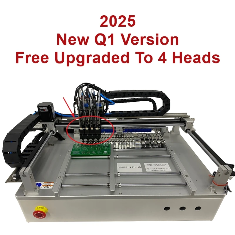 Q1 Dual Heads 25 Bits Desktop Vollautomatische SMT Pick Place Machine Chip Mounter Lötstation mit 4 Köpfen Image