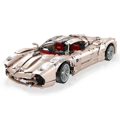 Rosa Pagani Utopia Sportwagen Bausteine MOC JJ9210 Hochgeschwindigkeitsfahrzeug Ziegel Modell Image