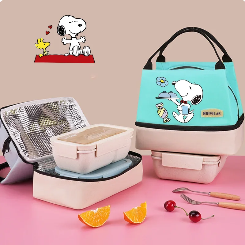 Snoopys Lunchtaschen, Cartoon-Handtasche, Outdoor-Picknick, große Kapazität, für Lebensmittel, warme Taschen, Kawaii, für Damen, tragbarer Kühler, Eis-Isolierbeutel Image