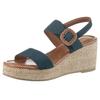 Keilsandalette MARCO TOZZI, Damen, Gr. 38, blau (navy), Textil, unifarben, Veloursleder, klassisch, Schuhe, Sommerschuh, Riemchensandale mit Feel Me-Ausstattung