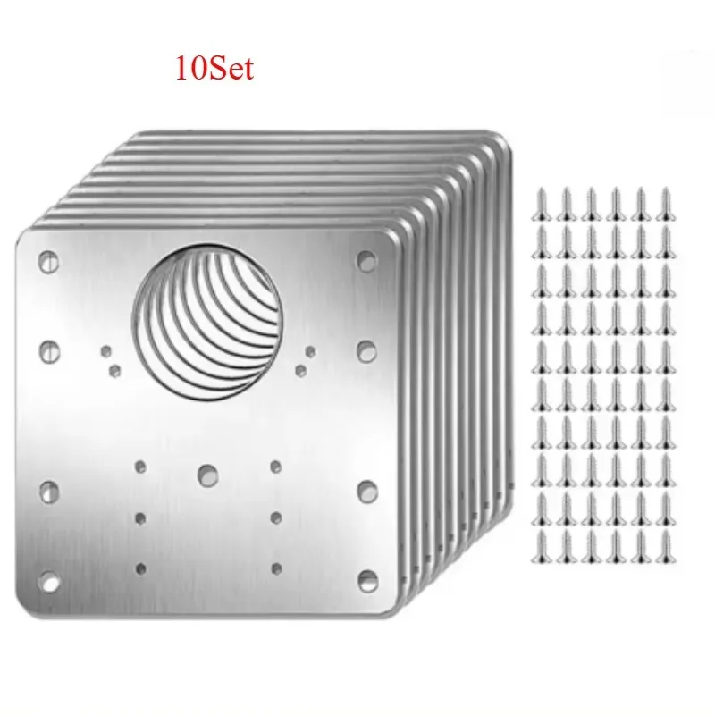 Schrankscharnier-Reparaturplatten-Set mit Schraube, Möbel, Schublade, Edelstahl, Türscharnier, Montageplatte, flache Befestigungsklammern, Werkzeuge Image