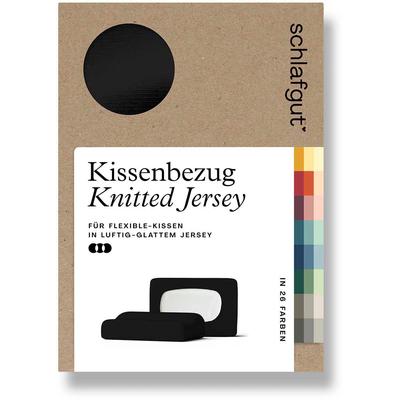 Kissenbezug SCHLAFGUT "Pure flexibler Kissenbezug für Nackenstützkissen", schwarz (off, schwarz), B:40cm L:140cm, Bio-Baumwolle, Jersey, Obermaterial: 95% Baumwolle, 5% Elasthan, Kissenbezüge, Bio-Baumwolle mit Elasthan, mit Gummizug, bügelfrei Image