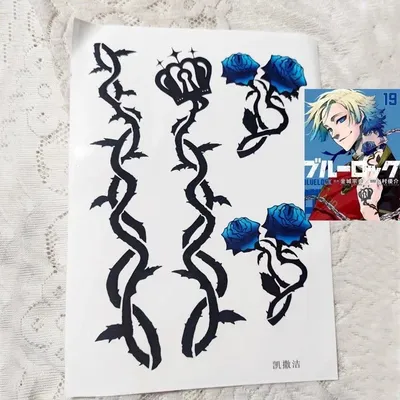 Animation BLUE LOCK Michael Kaiser Cosplay Cartoon Hals Rosa Tattoo Aufkleber Temporäre Tattoo Image