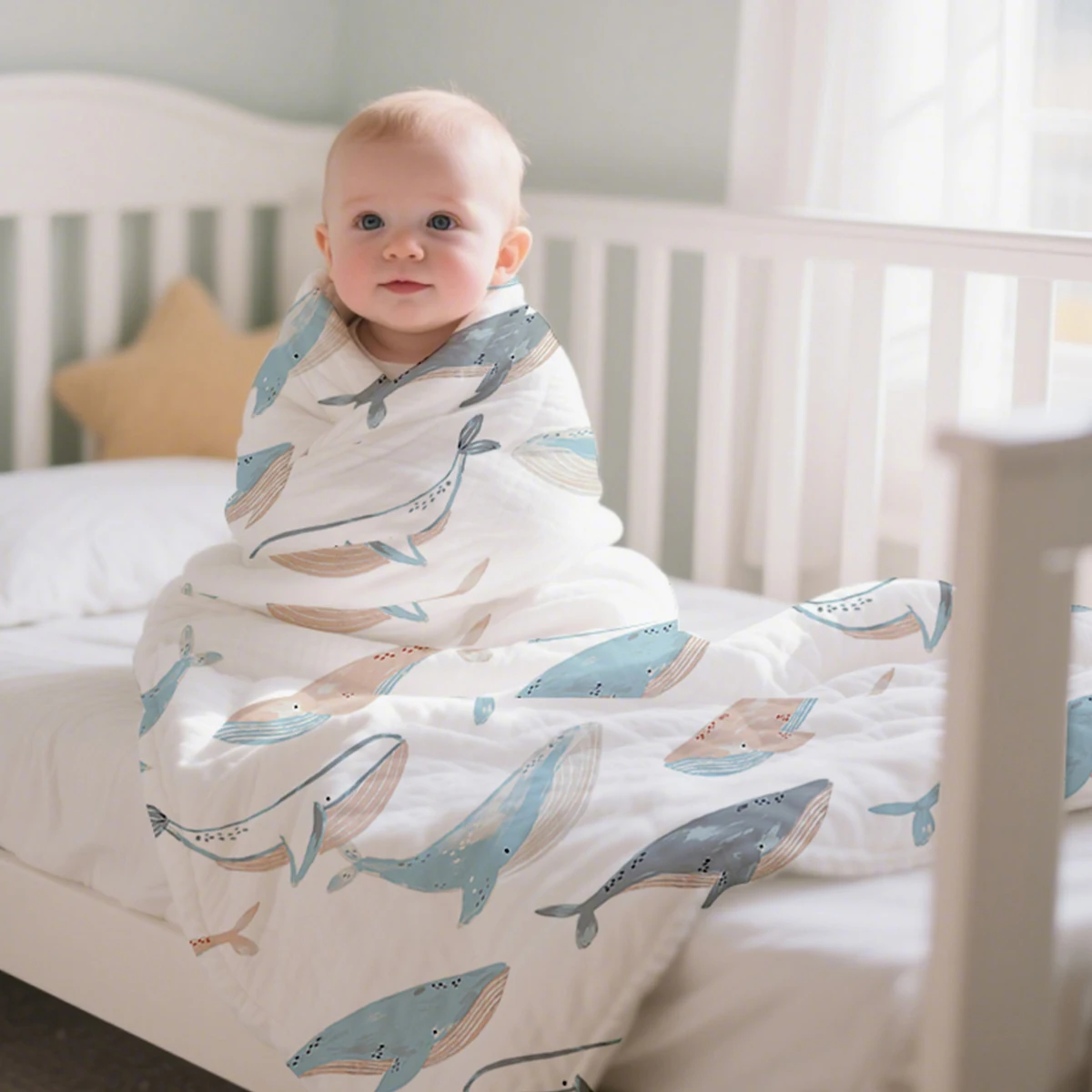 1 Stück 150 x 110 cm Baby-Sommerdecke, sommerliche kühle Tröster für Kinder, seidig glatte und atmungsaktive Decke, Schlaf-Nickerchen-Steppdecke Image