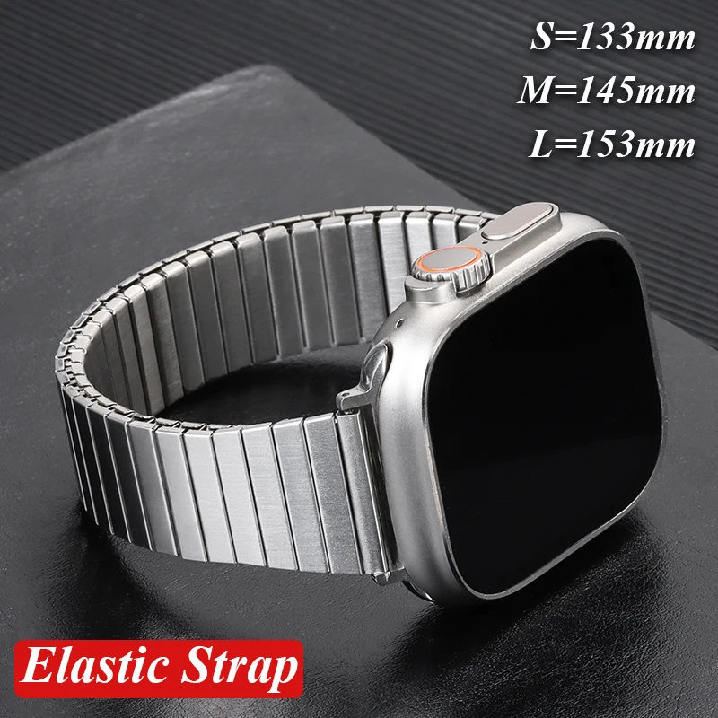 Elastisches Edelstahlarmband für Apple Watch Ultra Band 49 mm 44 mm 45 mm 40 mm 41 mm 42 mm Metallarmband für IWatch Serie 9 8 7 6 Image