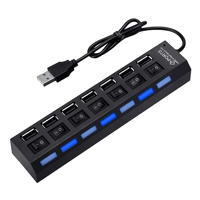 High Speed 7 Port USB 2.0 Multi Splitter USB Hub 2.0 USB Netzteil Mehrere Expander Schalter 4 Ports Hub Docking Stationen Image