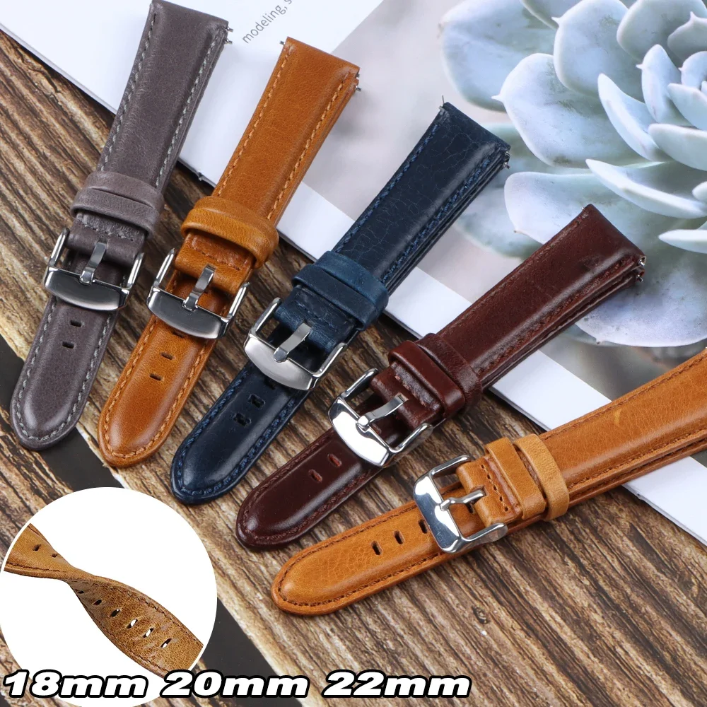 Premium-Echtlederarmband für Seiko für Omega-Uhrenarmbänder, 18 mm, 20 mm, 22 mm, Schnellverschluss, Herren- und Damenarmband, Gürtelzubehör Image