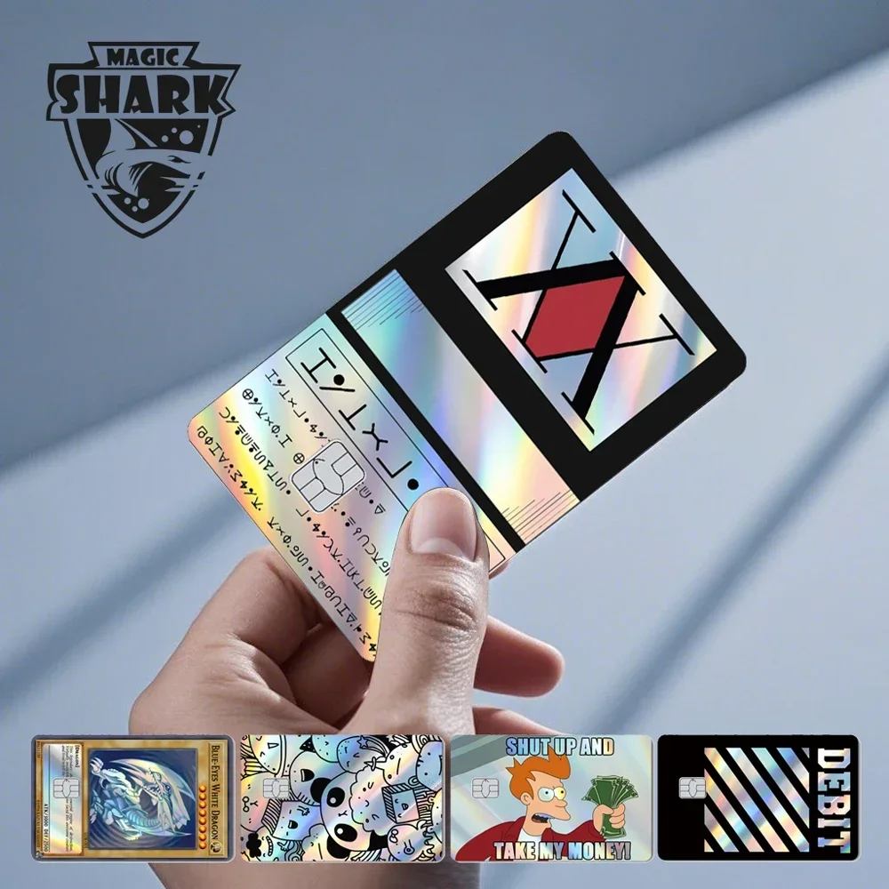 Magic Shark Skull Panda Hunter Broke Blue Eyes Dragon Laser Holographic Sticker Cover Film Skin for Credit Bank Debit Card
