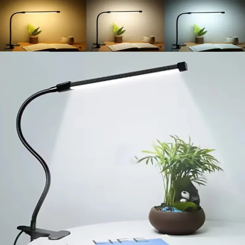 Lampe de lecture LED à intensité variable, lampe de bureau à clipser, lampe de bureau pour étude, lampe de chevet pour dortoir, chambre à coucher, lampe à clip pour la protection des yeux