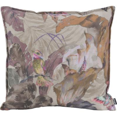 Dekokissen H.O.C.K. "Lilly Love", bunt (grau, braungrau, gemustert), B:50cm H:10cm L:50cm, Baumwolle, Dekokissen_Sitzkissen_Kissenhüllen, mit Vogelprint in Aquarelloptik, Kissenhülle mit Füllung, 1 Stück Image