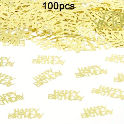 TEMU 100pcs Golden Happy Birthday Confetti - Paper Party Decorations For All , Adult Birthday Table Supplies Image