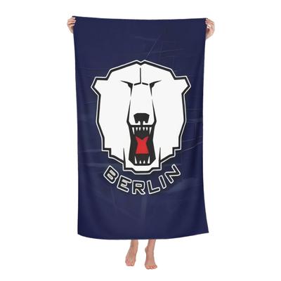 TEMU Eisbärenberlin Quick-dry Microfiber Beach Towel - Stylish Polar , Lightweight & Absorbent For Swimming, Gym, Yoga - Perfect Travel Companion, Navy Blue With White Graphic Image